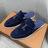 Luxo PIANA sapato Walk Charms embelezado camurça LP Chinelos Homem Mules Dedos Fechados Sapatos Genuíno Couro Casual Slip On Flats Mulheres Designers Vestido Calçado de Fábrica