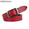 Belts Rainie Sean White Belt Women Cowskin Leather Leather Women Women Belt Highly Quality Buckle Ladies Boyists of Jeans 110cm L240308