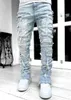 Mäns jeans rippade jeans Mens Jeans High Street Summer Long Pants Mens Loose Straight Tube Retro Pants Ins 240308
