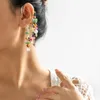 Costas brincos boho clássico colorido irregular pedra natural cogumelo pingente borla clipe feminino sem piercing falso cartilagem orelha jóias