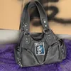 JIAERDI Vintage Y2k bolso mujer Retro Cool Girls cadenas gran capacidad Casual bolso de mano señoras Harajuku Moto Biker bolso de hombro 240226