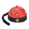 Berets Vintage Chinese Qingdynasty Hat voor themafeestje Volwassen kinderen