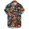Chemises décontractées pour hommes Chemise d'été 3D Graffiti Imprimer pour la mode Tops à manches courtes Beach Party Blouse Senior Male Vêtements