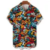 Camisas casuais masculinas camisa de verão 3d graffiti impressão para moda manga curta topos praia festa blusa sênior roupas masculinas