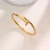 Gold Bracelet Nail Designer Bangles for Women and Men Boutique Japanese Korean trendy fashionable micro inlaid nail bracelet women titanium steel non fa logo