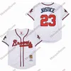 Men's Size S-4XL Stitched Throwback Atlanta 13 Ronald Acuna Jr. 24 Deion Sanders 23 Justice Baseball Jersey