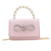 Girl Classic PU Pearl bag Jewel Coin Purse Handbag Children Wallet Small Bag Kid Bow Money Bag Baby Shoulder Bag Purse 240229