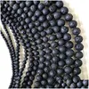 Andere Fubaoying 16 natürliche schwarze vulkanische Lavastein-Runde Perlen .4 6 8 10 12 14 mm Schmuck Armband Halskette Großhandel Drop Lieferung DHTFU