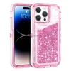 Custodie per cellulari di lusso per iPhone 13 12 11 Pro 8 7 Plus XR XS Max Bling Glitter galleggiante Quicksand Heavy Duty copertura antiurto 240304