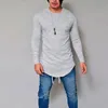 Mens TShirts Lycra S3Xl Long Sleeved Men T Shirt Pure Color Casual Sleeve Man TShirt for Male 240223