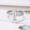 V-Gold T Family Ring Kore ve Japon Mizaç Basit T şeklinde Romantik Çift Niş Tasarım Basit