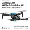 Drönare 8K HD Drone Camera 3 Camera Optical Flow Brushless Drone Eis Electronic Anti Shake Drone Distance Undvik hinder för Q240308