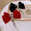 Grampos de cabelo YAMEGA Big Bow Brilhante Strass Borla Meninas Grampos Barrette Casamento Coreano Hairgrip Acessórios Para Mulheres