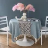 Bordduk liten rund bordsduk bomullslinne fyrkantig tofs hem dekoration vattentät och oljebeständig förtjockad kudde