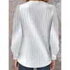 T-shirt Simple à col en v pour femme, haut à manches longues, couleur unie, col Oblique, boutonné, pull, automne/hiver 2024, 30421