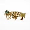 Cluster Rings 3 Pcs Gold Color Simple Fruit Pineapple Ring Set For Women Unique Design Summer Jewelry Coconut Tree Leaf Gift