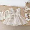 8600 born Clothes Spring 2024 Cotton Lace Embroidered Baby Girls Clothes Or Gauze Princess Dress 240305