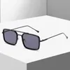 2024 Retro-Quadrat-Damen-Sonnenbrille 2021 neue Doppelstrahl-Small-Frame-Damenmode-Netz-Rot-gleiche Box-Sonnenbrille Herren-Trend-Iron-Man-Brille