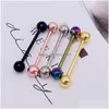 Tongue Rings 10 Pcs/Lot Piercing 316L Surgical Steel Industrial Barbell Lip Stud Bar Tragus Cartilage Earring Body Jewelry Drop Deliv Dhtcu