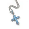 Anhänger Halsketten Sky Blue Cross Halskette 3 Farben Hip Hop Iced Out CZ Stein Für Frauen Männer Schmuck Geschenke