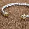 Zilver Gedraaide Manchet Bangle Mode Mannen Armbanden Bedelarmband haak 5 MM Draad Vrouw Designer Kabel Heren Sieraden Prachtige Eenvoudige Sieraden Accessoires voor Vrouwen