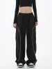 Capris Zoki Women Y2k Black Streetwear Cargo Pants Korean Haruku High midje randiga bf byxor American Retro Loose Casual Pants New