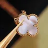 VanCF Necklace Luxury Diamond Agate 18k Gold Four-leaf clover Necklace V Gold Thickened Rose Gold Plated Fashion Four-leaf clover Pendant Fashion Style