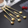 Spoons Creative Stainless Steel Gold Cherry Blossom Spoon Long Handle Coffee Stir Dessert Ice Cream Flower Glass Gift With Hand