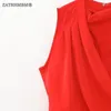Sıradan Elbiseler Zatrhmbm Kadınlar 2024 Yaz Moda Kırpma Dekorasyon Midi Elbise Vintage Sack Fermuar Kadın Vestidos Mujer