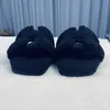 Pantoufles originales version peluche pantoufles hautes pour vêtements d'extérieur pour femmes 2024 automne et hiver nouvelle famille à la mode à fond plat chaussures en coton polyvalentesZK60