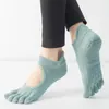 Chaussettes de yoga antidérapantes Chaussettes de sport à cinq doigts en coton respirant pour femmes Fitness Ballet Danse Formation Broderie Pilates Chaussettes 240220