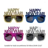 Solglasögon ramar Happy Year Glasses Frame Christmas Po Prop Metallic Style Decorations Navidad Teens Adult Gift DXAA