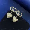 Classique, or 18 carats, luxe, boucles d'oreilles de créateur pour femmes, parsemées de zircon, lettres, cœurs, boucles d'oreilles en perles, breloque, élégant, or/argent, 2 couleurs, haute qualité, livraison gratuite