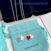 2024 Jewelry Designer Brand Necklaces Classic Enamel Peach Cnc Word Print Double Heart Heart Pendant S925 Silver Clavicle Chain Female