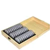 収納ボックスビンパインウッドコインホルダーコインリング木製収納ボックス20/30/50/100pcsキャップ