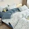 Kawaii Cherry Däcke Cover Set Pillow Case Flat Sheet Floral Boys Girls Twin Full Size Soft Bedding Kit Korean Ins Style Home Use 240228