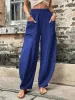 Capris Women's Long Pants Casual Fashion Spring Summer Solid Color Pocket Elastic Waist Oversized Loose Trousers Female