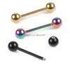 Anelli per lingua 10 Pz / lotto Piercing Acciaio chirurgico 316L Bilanciere industriale Labbro Stud Bar Trago Cartilagine Orecchino Gioielli per il corpo Goccia Deliv Dhtcu