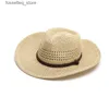 Chapeaux larges chapeaux seau grosse tête xxxxl 62 cm Str chapeau hommes évider été extérieur chapeaux de soleil femmes hommes Panama plage coupe-vent corde grands chapeaux L240305