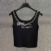Tasarımcı T Shirt Kadın Tank Top Yaz Kırpılmış Kadın Nakış Trikoları Kadınlar Spor Top Basit Elmas Yelek