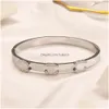 Bangle 18K Gold Stated Designer Bracelets Biżuteria Wysokiej jakości prezent miłosny dla kobiet 925 SIER STALIM STAL SIER NIGDY BRAKUJĄCE Serce Brace Dh8yr