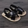Första vandrare sommarfödda flickor baby pojkar sandaler fjäril platt botten korkskor mode bekväma icke-halk barn strand