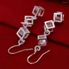 Boucles d'oreilles pendantes JewelryTop Store mignon 925 en argent Sterling mode fête de mariage Baeautiful femmes bijoux en cristal prix usine