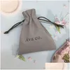 Gift Wrap 100Pcs Customize Print Jewelry Pouches Personalized Small Business Packaging Dstring Microfiber Ring Earings Bags Drop Deli Dhjis
