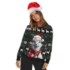 Sweaters Drôle dessin animé Animal alpaga porter Santa Hat hommes femmes noël laid chandails en vrac Streetwear sweats hauts unisexe 3D vêtements