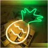 Led Neon Sign Cute Neon Lights Party Supplies Girl Room Decoration Accessories Table Childrens Gifts Lip Shape Banana Rainbow Pineappl Dhvsb