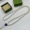 Pendants Sweater Droplet Chain Heart Shaped Necklaces Luxury Pearl Jewelry Wedding Necklace Couples Chains Gift Double Letter Long Necklaces CYD24030804-6