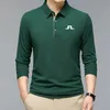 Men Fashion Golf Long Sleeve Solid Casual Polo Shirts Spring Autumn Streetwear Male Clothes Lapel Plaid Business Office Tops 240229