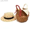 Szerokie brzegowe czapki wiadra czapki naturalne pszenicę Str ręcznie robione diamentowe dekoracja szycia jazz strat hat na zewnątrz podróżne plażowe hat l240308