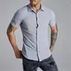 Męskie koszule T-koszulki Koszulka Koszulka Krótkie rękodzieło T-shirt Slim Fit Elastic Szybkie suszenie sport Top Men Ubranie